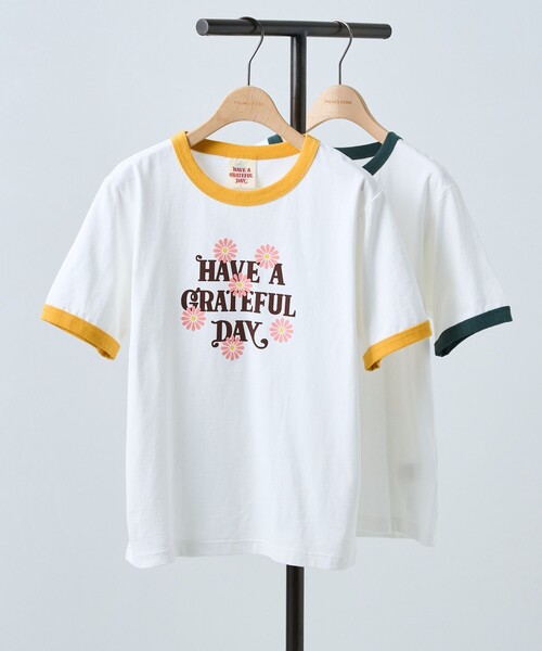 FREAK'S STORE（フリークスストア）の「HAVE A GRATEFUL DAY × FREAK'S STORE/ハブアグレイトフルデイ Flower Ringer TEE/ フラワーリンガーTシャツ（Tシャツ/カットソー・レディース・グリーン/オレンジ・ﾌﾘ-）」の10枚目の写真