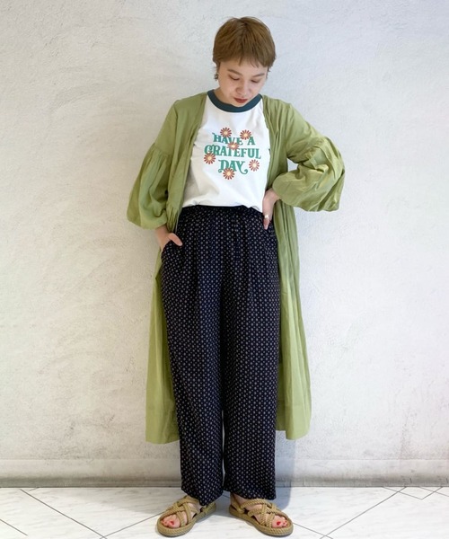 FREAK'S STORE（フリークスストア）の「HAVE A GRATEFUL DAY × FREAK'S STORE/ハブアグレイトフルデイ Flower Ringer TEE/ フラワーリンガーTシャツ（Tシャツ/カットソー・レディース・グリーン/オレンジ・ﾌﾘ-）」の7枚目の写真