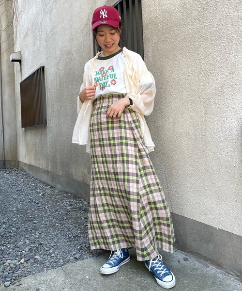 FREAK'S STORE（フリークスストア）の「HAVE A GRATEFUL DAY × FREAK'S STORE/ハブアグレイトフルデイ Flower Ringer TEE/ フラワーリンガーTシャツ（Tシャツ/カットソー・レディース・グリーン/オレンジ・ﾌﾘ-）」の8枚目の写真