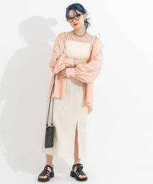スリット入りリボンキャミワンピース