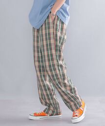 *SHIPS: ROOTS チェック柄 ワイド イージー パンツ