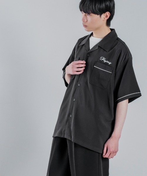 improves（インプローブス）の「バック刺しゅう 半袖 オープンカラー ボウリングシャツ（シャツ/ブラウス・メンズ・ブラック/グリーン/グレー/サックスブルー・LARGE/MEDIUM/X-LARGE）」の6枚目の写真