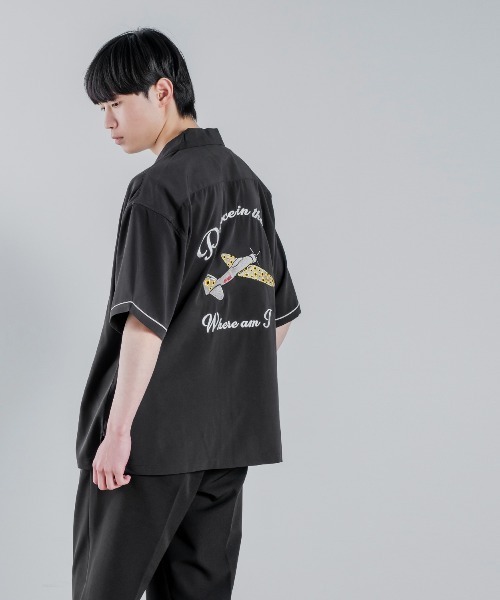 improves（インプローブス）の「バック刺しゅう 半袖 オープンカラー ボウリングシャツ（シャツ/ブラウス・メンズ・ブラック/グリーン/グレー/サックスブルー・LARGE/MEDIUM/X-LARGE）」の7枚目の写真