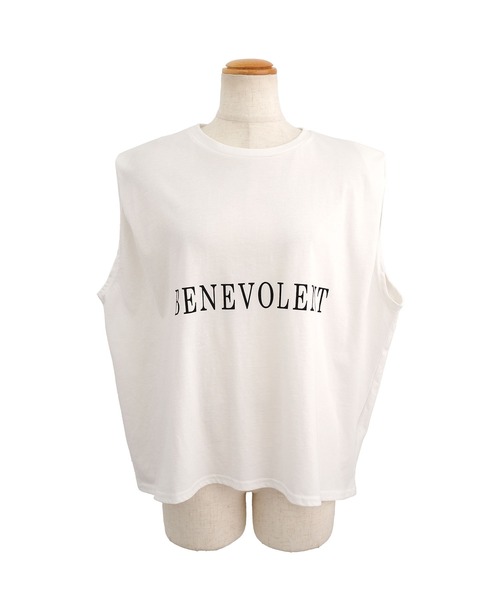 ANDJ(アンドジェイ)の「ロゴプリント袖タックゆるトップス(Tシャツ/カットソー・レディース・ブラック/オフホワイト・M)」の9枚目の写真