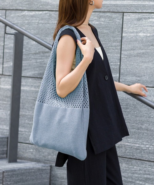 SpRay(スプレイ)の「ニットマルシェバッグ(トートバッグ・レディース・ホワイト/ブラック/ベージュ/ブラウン/グレー/イエロー/ブルー/ライトグリーン/モカ・FREE)」の8枚目の写真