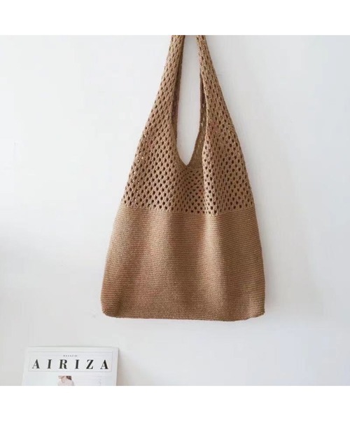 SpRay(スプレイ)の「ニットマルシェバッグ(トートバッグ・レディース・ホワイト/ブラック/ベージュ/ブラウン/グレー/イエロー/ブルー/ライトグリーン/モカ・FREE)」の11枚目の写真