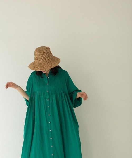marjour(マージュール)の「SHEER COTTON PINTUCK ONEPIECE(シャツワンピース・レディース・グリーン・M)」の22枚目の写真