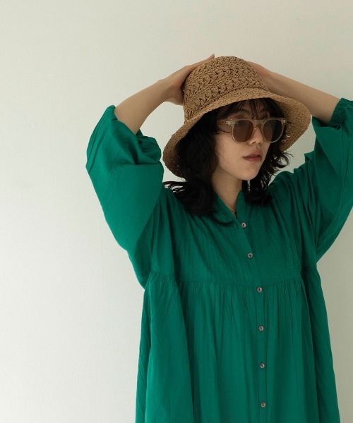 marjour(マージュール)の「SHEER COTTON PINTUCK ONEPIECE(シャツワンピース・レディース・グリーン・M)」の20枚目の写真