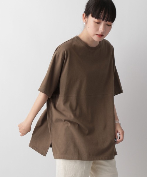 LOWRYS FARM（ローリーズファーム）の「キリカエユルＴシャツ　352427（Tシャツ/カットソー・レディース・オフホワイト/チャコールグレー/ブラウン/アイボリー・FREE）」の10枚目の写真