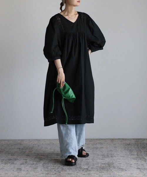 Bonjour Sagan（ボンジュールサガン）の「レースワンピースチュニック（チュニック・レディース・ホワイト/ブラック・FREE）」の2枚目の写真