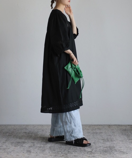 Bonjour Sagan（ボンジュールサガン）の「レースワンピースチュニック（チュニック・レディース・ホワイト/ブラック・FREE）」の16枚目の写真