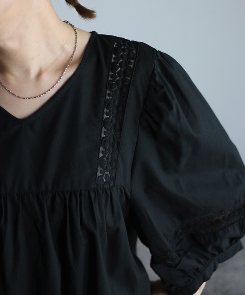 Bonjour Sagan（ボンジュールサガン）の「レースワンピースチュニック（チュニック・レディース・ホワイト/ブラック・FREE）」の8枚目の写真