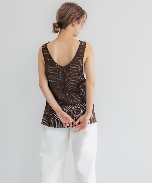 前後2WAYかぎ編みベスト（ベスト）｜coca（coca）（コカ）の