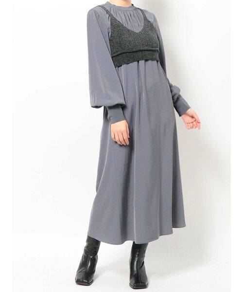 MURUA(ムルーア)の「ニットビスチェセットギャザーワンピース【セットアイテム】【2way】(ワンピース・レディース・グレー/ブラック・FREE)」の20枚目の写真