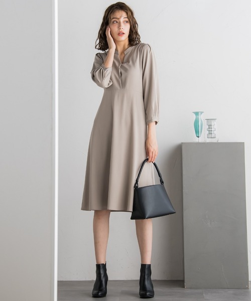 セール 低身長向けプチサイズ展開あり 袖ボリュームvネック長袖ワンピース 洗濯機で洗える ワンピース Ketty ケティ のファッション通販 Zozotown