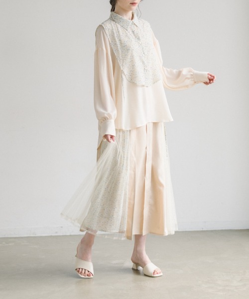 idem(イデム)の「side tulle skirt/サイドチュールプリーツスカート(スカート・レディース・アイボリー/ネイビー・FREE)」の6枚目の写真