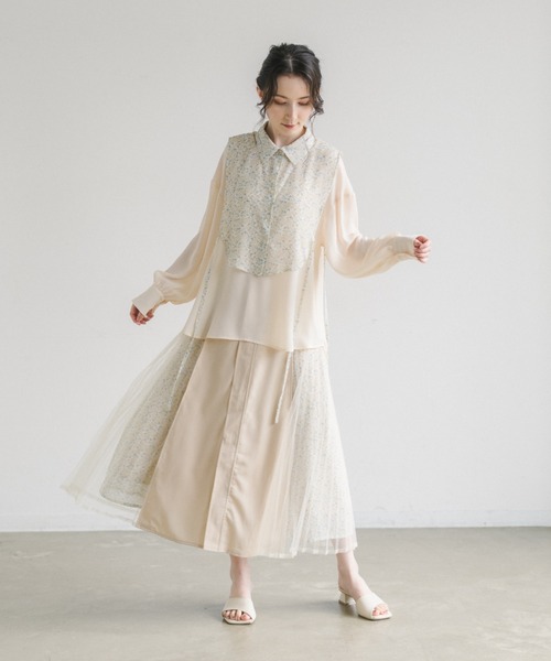 idem(イデム)の「side tulle skirt/サイドチュールプリーツスカート(スカート・レディース・アイボリー/ネイビー・FREE)」の7枚目の写真