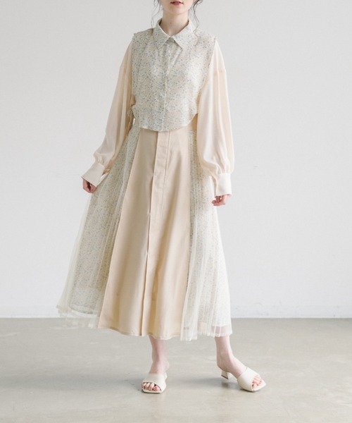 idem(イデム)の「side tulle skirt/サイドチュールプリーツスカート(スカート・レディース・アイボリー/ネイビー・FREE)」の8枚目の写真
