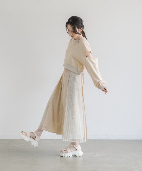 idem(イデム)の「side tulle skirt/サイドチュールプリーツスカート(スカート・レディース・アイボリー/ネイビー・FREE)」の16枚目の写真
