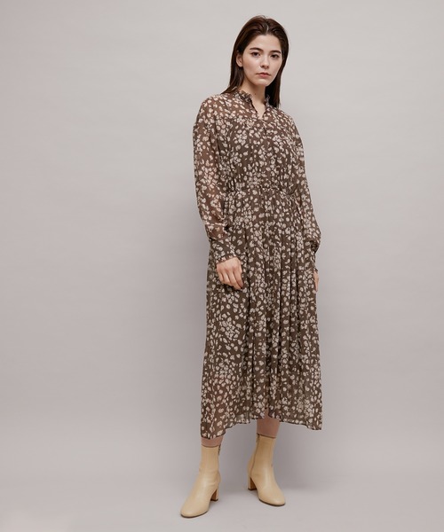 ROPE'（ロペ）の「【秋の新作】楊柳プリント スタンドフリルワンピース（ワンピース・レディース・ホワイト/ダークブラウン・38/36）」の16枚目の写真