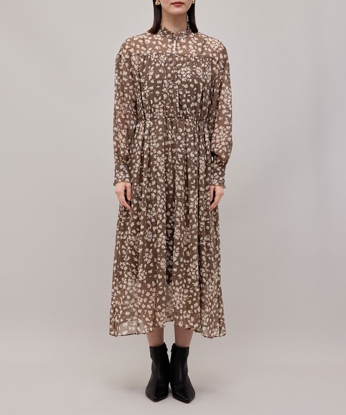 ROPE'（ロペ）の「【秋の新作】楊柳プリント スタンドフリルワンピース（ワンピース・レディース・ホワイト/ダークブラウン・38/36）」の22枚目の写真