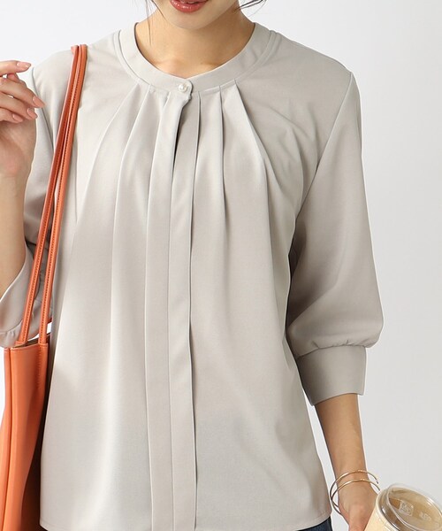 DRESKIP（ドレスキップ）の「◆ビジネスシーンにも！ 2WAYフロントトップス（Tシャツ/カットソー・レディース・ブラック/ピンク系/オフホワイト/ライトグレー・03/02/04）」の4枚目の写真