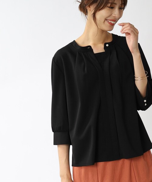 DRESKIP（ドレスキップ）の「◆ビジネスシーンにも！ 2WAYフロントトップス（Tシャツ/カットソー・レディース・ブラック/ピンク系/オフホワイト/ライトグレー・03/02/04）」の3枚目の写真