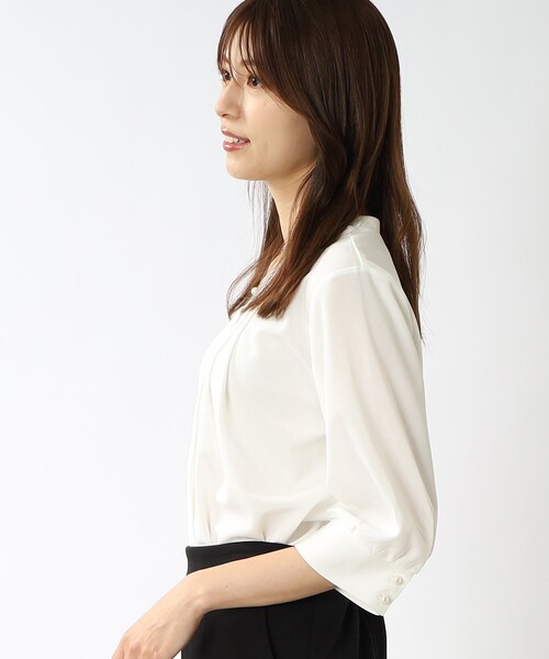 DRESKIP（ドレスキップ）の「◆ビジネスシーンにも！ 2WAYフロントトップス（Tシャツ/カットソー・レディース・ブラック/ピンク系/オフホワイト/ライトグレー・03/02/04）」の9枚目の写真