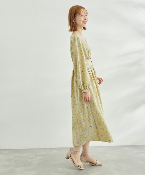 ROPE' PICNIC(ロペピクニック)の「小花柄ハイウエストワンピース(ワンピース・レディース・イエロー/ブラック・38/36)」の8枚目の写真