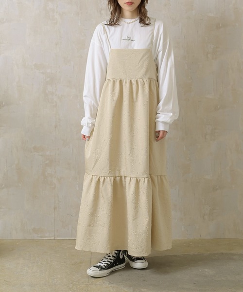 Lull（ルル）の「【Lull / ルル】ジャガードキャミワンピース（ワンピース・レディース・ブラック/ライトベージュ/ブルー・ONESIZE）」の3枚目の写真