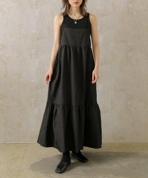 Lull（ルル）の「【Lull / ルル】ジャガードキャミワンピース（ワンピース・レディース・ブラック/ライトベージュ/ブルー・ONESIZE）」の10枚目の写真