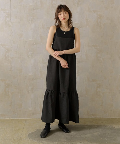 Lull（ルル）の「【Lull / ルル】ジャガードキャミワンピース（ワンピース・レディース・ブラック/ライトベージュ/ブルー・ONESIZE）」の12枚目の写真