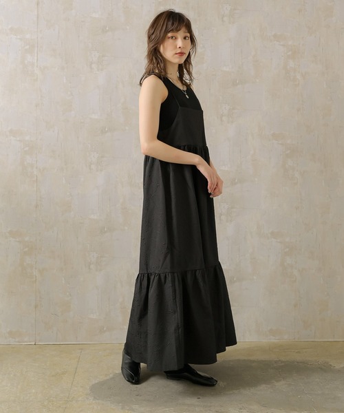 Lull（ルル）の「【Lull / ルル】ジャガードキャミワンピース（ワンピース・レディース・ブラック/ライトベージュ/ブルー・ONESIZE）」の13枚目の写真