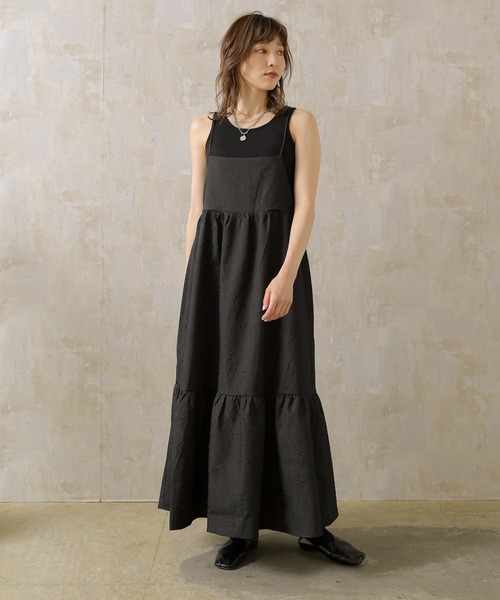 Lull（ルル）の「【Lull / ルル】ジャガードキャミワンピース（ワンピース・レディース・ブラック/ライトベージュ/ブルー・ONESIZE）」の14枚目の写真