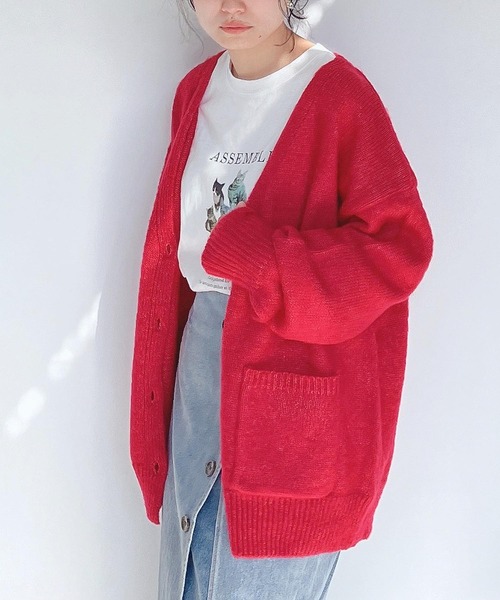 AS KNOW AS plus(アズノゥアズプラス)の「♪モヘアタッチルーズカーディガン(カーディガン/ボレロ・レディース・キナリ/ライトグリーン/ブルー/ピンク/オレンジ・FREE)」の14枚目の写真