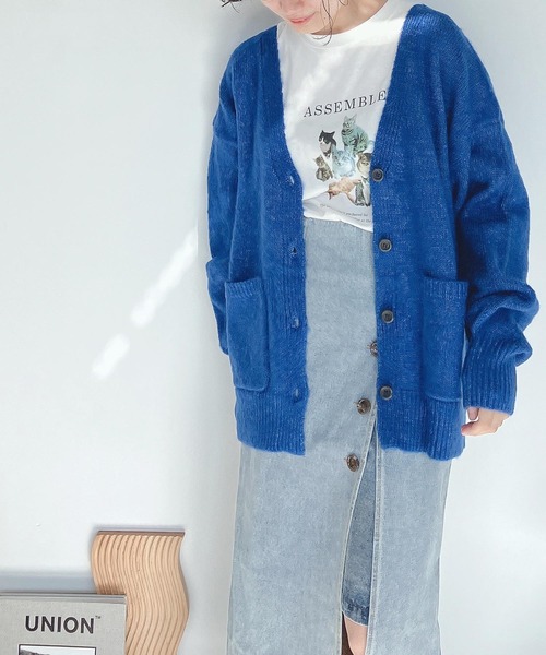 AS KNOW AS plus(アズノゥアズプラス)の「♪モヘアタッチルーズカーディガン(カーディガン/ボレロ・レディース・キナリ/ライトグリーン/ブルー/ピンク/オレンジ・FREE)」の19枚目の写真