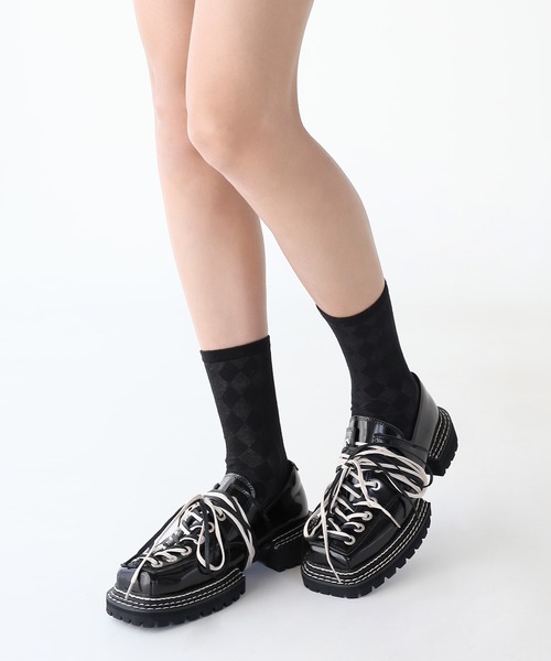 minsobi(ミンソビ)の「ステッチレースアップシューズ(ブーツ・レディース・ブラック・23cm/23.5cm/24cm/24.5cm)」の20枚目の写真