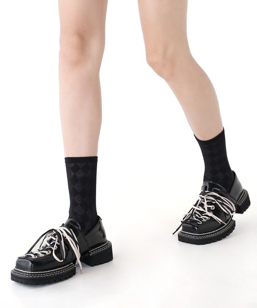 minsobi(ミンソビ)の「ステッチレースアップシューズ(ブーツ・レディース・ブラック・23cm/23.5cm/24cm/24.5cm)」の19枚目の写真