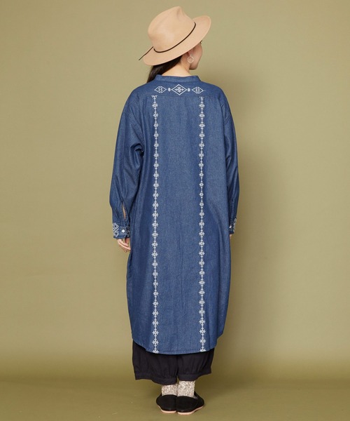 チャイハネ（チャイハネ）の「【チャイハネ】サシキデニムシャツワンピース（シャツワンピース・レディース・ライトブルー/ブラック/インディゴブルー・FREE）」の5枚目の写真