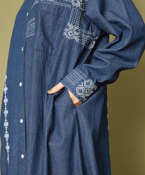 チャイハネ（チャイハネ）の「【チャイハネ】サシキデニムシャツワンピース（シャツワンピース・レディース・ライトブルー/ブラック/インディゴブルー・FREE）」の15枚目の写真