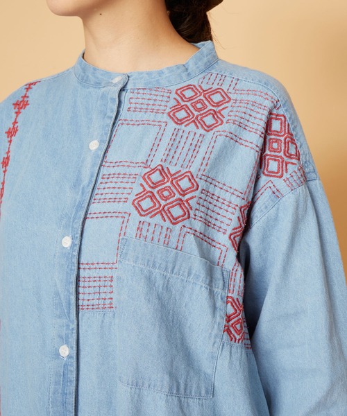 チャイハネ（チャイハネ）の「【チャイハネ】サシキデニムシャツワンピース（シャツワンピース・レディース・ライトブルー/ブラック/インディゴブルー・FREE）」の7枚目の写真