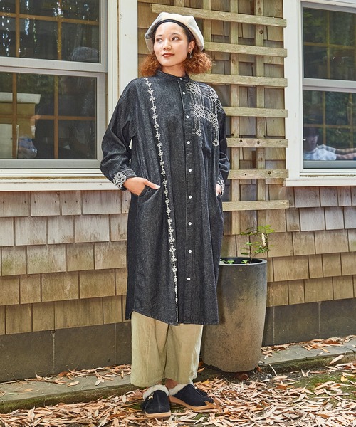 チャイハネ（チャイハネ）の「【チャイハネ】サシキデニムシャツワンピース（シャツワンピース・レディース・ライトブルー/ブラック/インディゴブルー・FREE）」の22枚目の写真