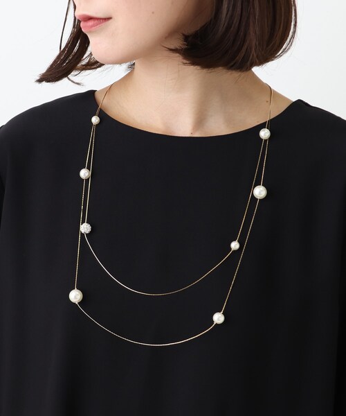 SHOO・LA・RUE（シューラルー）の「◆【セレモニー】2連ロングパヴェネックレス（ネックレス・レディース・シルバー/ゴールド/ピンクゴールド・00）」の7枚目の写真