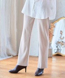 anown | プリーツパンツ セルフカット レディース ストレート カラーパンツ 細プリーツパンツ ウエストゴム リブパンツ 低身長(その他パンツ)