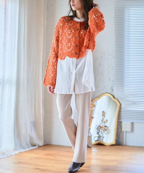 anown(アノン)の「プリーツパンツ セルフカット レディース ストレート カラーパンツ 細プリーツパンツ ウエストゴム リブパンツ 低身長(その他パンツ・レディース・ダークグリーン/テラコッタ/マスタード/ブラック/ピンク/アイボリー・M)」の10枚目の写真