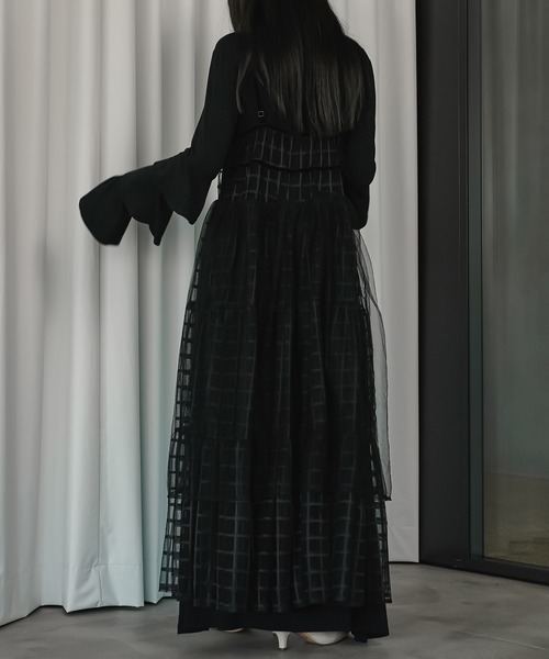 Ezick（エジック）の「Windowチュールセットキャミワンピース（ワンピース・レディース・ブラック/ワインレッド/ネイビー・FREE）」の14枚目の写真