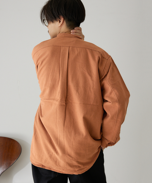 417 EDIFICE（フォーワンセブンエディフィス）の「【ESSENTIAL / エッセンシャル】 フランネルノーカラーシャツ（シャツ/ブラウス・メンズ・チャコールグレー/ホワイト/ベージュ/ブラウン/グリーン・LARGE/SMALL/MEDIUM/X-LARGE）」の14枚目の写真