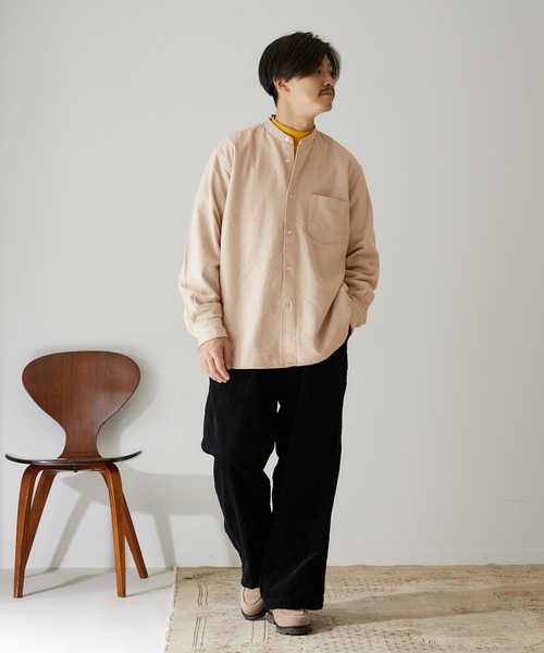 417 EDIFICE（フォーワンセブンエディフィス）の「【ESSENTIAL / エッセンシャル】 フランネルノーカラーシャツ（シャツ/ブラウス・メンズ・チャコールグレー/ホワイト/ベージュ/ブラウン/グリーン・LARGE/SMALL/MEDIUM/X-LARGE）」の16枚目の写真