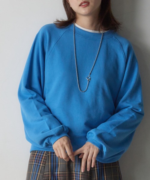 Green Parks(グリーンパークス)の「袖ボリューム裏毛プルオーバー(スウェット・レディース・ブルー/ブラック/グレー系その他2/ピンク系その他2・FREE)」の1枚目の写真