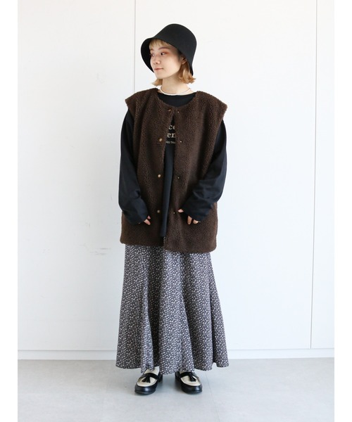 ehka sopo（エヘカソポ）の「ボアベスト（ベスト・レディース・ベージュ/ブラウン/キナリ・ﾌﾘ-）」の15枚目の写真